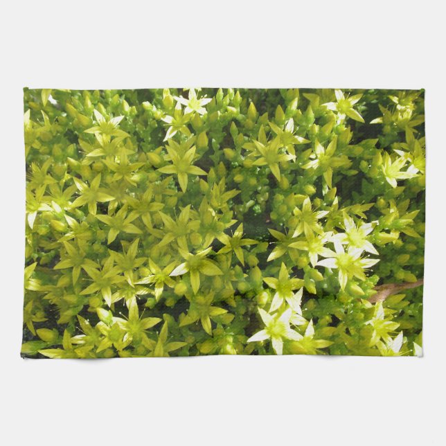 grönt stjärna som blommor kökshandduk (Horisontell)