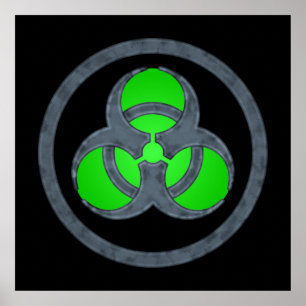 Grönt Stone Biohazard Symbol Poster