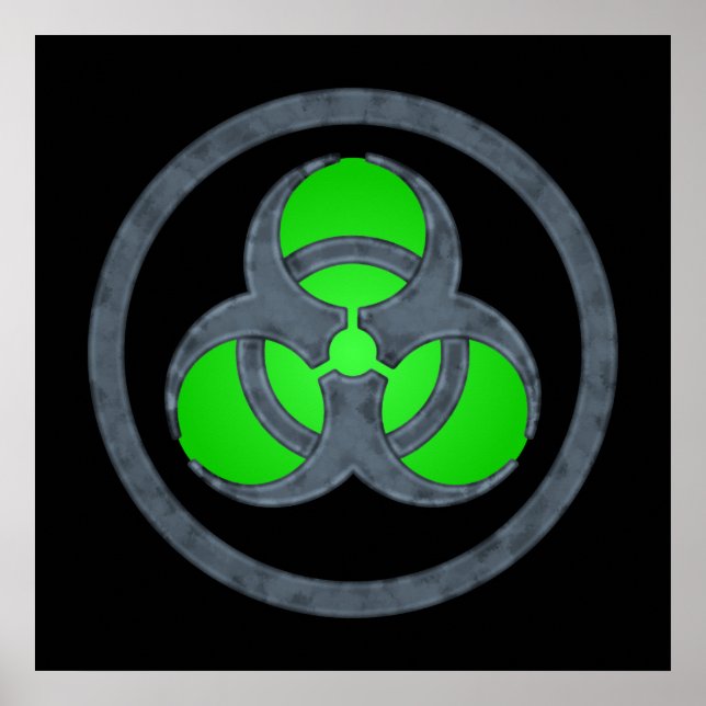 Grönt Stone Biohazard Symbol Poster (Framsidan)