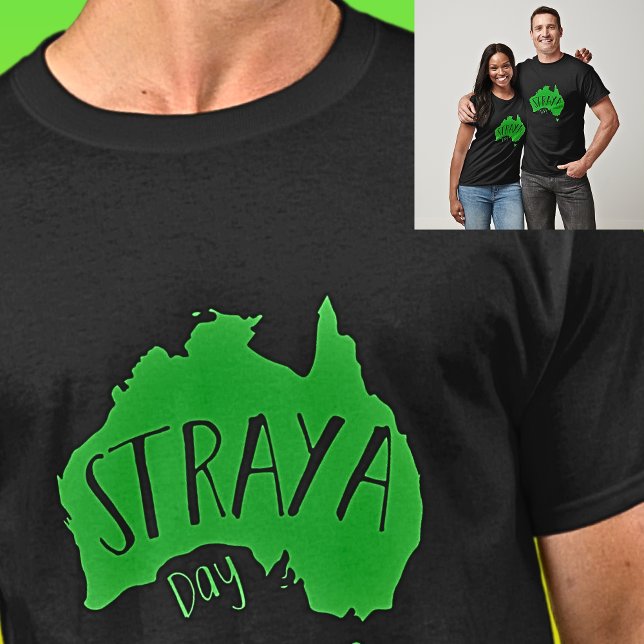 Grönt STRAYA Karta för Australiendagen Mörk T Shirt (Skapare uppladdad)