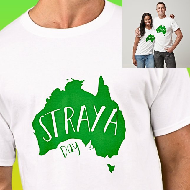 Grönt STRAYA Karta för Australiens ljusdag T Shirt (Skapare uppladdad)