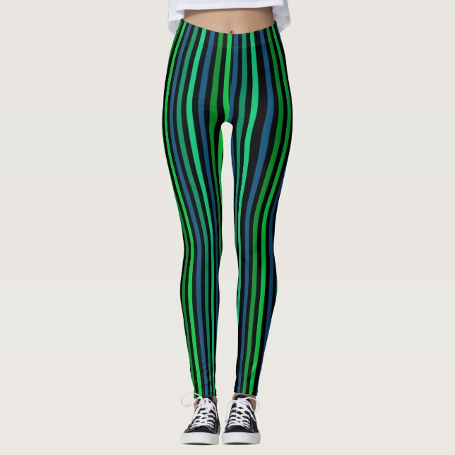 Grönt strimlad leggings (Framsida)