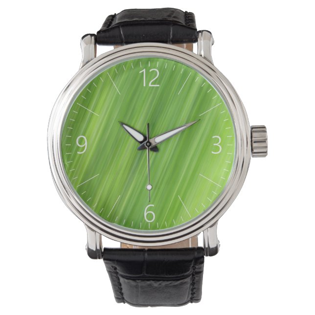 Grönt strimmor mönster armbandsur (Framsida)