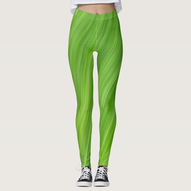 Grönt strimmor mönster leggings (Framsida)