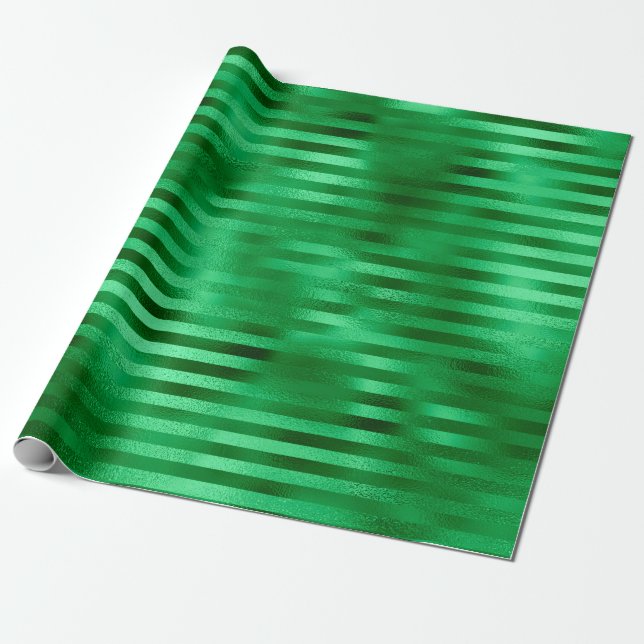 Grönt Stripe Foil Presentpapper (Utrullad)