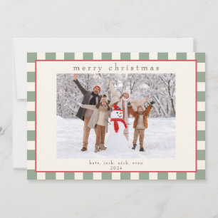 Grönt - stripe-fotokort för jul julkort
