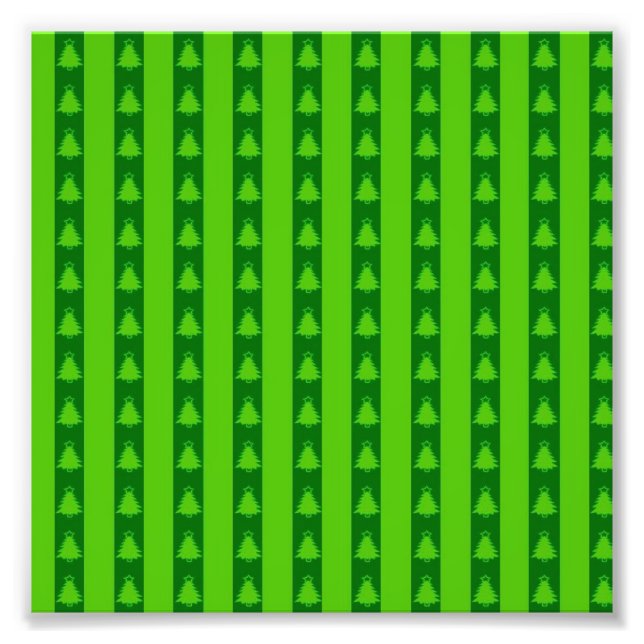 Grönt stripe Julgran Mönster Fototryck (Framsidan)