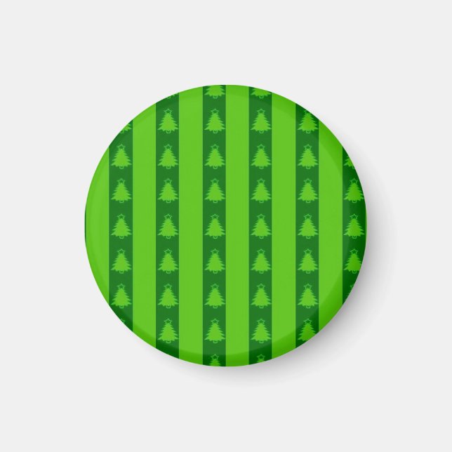 Grönt stripe Julgran Mönster Magnet (Framsidan)