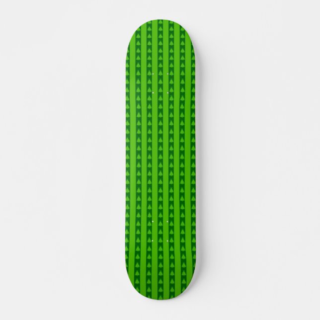 Grönt stripe Julgran Mönster Mini Skateboard Bräda 18,5 Cm (Framsida)