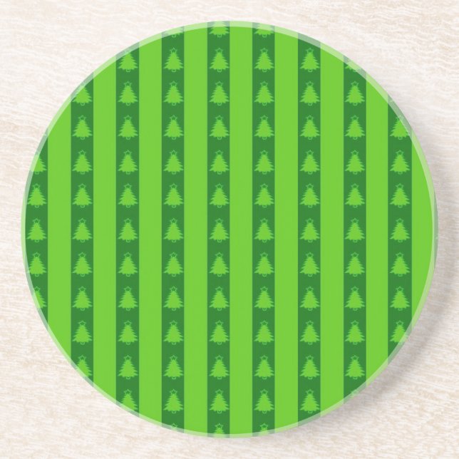 Grönt stripe Julgran Mönster Underlägg (Framsidan)