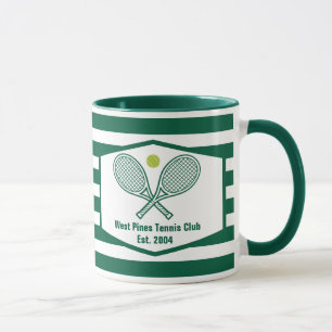 Grönt Stripe Tennis Anpassningsbar Land Klubb Mugg
