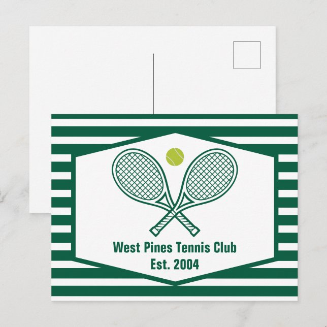 Grönt Stripe Tennis Anpassningsbar Land Klubb Vykort (Fram/baksida)