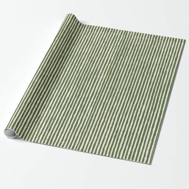 Grönt Stripe Vintage jul Helgdag Classic Presentpapper (Utrullad)
