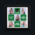 Grönt Student 5 Photo Collage Anpassningsbar Stude Minnesask<br><div class="desc">En anpassningsbar med högt uppsatta student-fotosamlingslåda i studenten med klassiska gröntar för en högskoleexamen med 2025 års klass. Anpassa med din högre porträtt bilder,  namn och ta examen för en underbar närvaro i personlig studenten. Den har en 5-fotomall åtskild med vitt linjer.</div>
