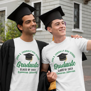 Grönt Student Anpassningsbar School 2025 Studenten T Shirt