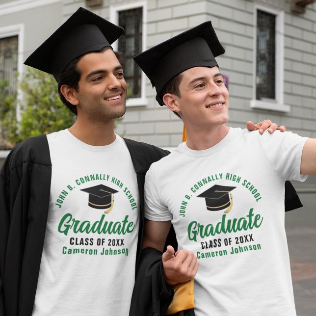Grönt Student Anpassningsbar School 2025 Studenten T Shirt (Skapare uppladdad)