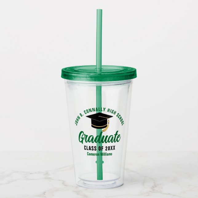Grönt Student Personlig Studentfest Take Away Mugg (Framsida)