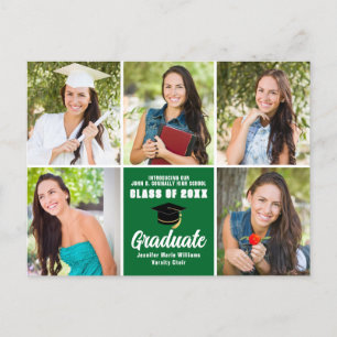 Grönt Student Photo Collage Modern Studenten Vykort