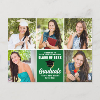Grönt Student Photo Collage Modern Studenten Vykort