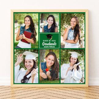 Grönt Student Photo Collage Studenten Square Poster