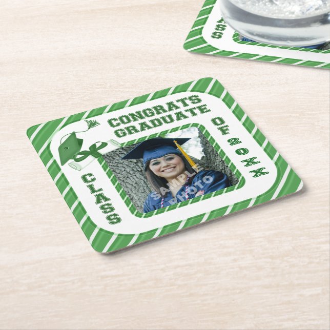 Grönt Student-skolan i Party Underlägg i Studenten Papper Kvadrat (Vinklad)