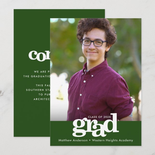 Grönt studenten fotomodern fet typografi meddelande (Fram/baksida)