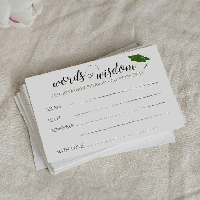 Grönt Studenten Ord Wisdom Advice Student Rådkort (Skapare uppladdad)