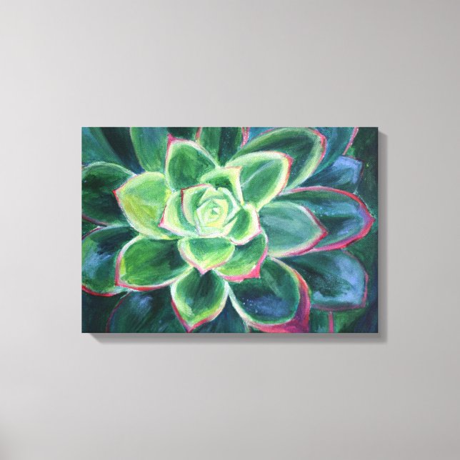 Grönt Succulent Art Painting Canvastryck (Framsida)