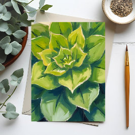 Grönt Succulent Plant Painting Vykort