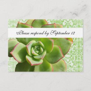 Grönt Succulent Vintage Damask osa med kuvert Kort