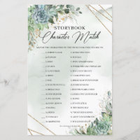 Grönt succulents blommor Storybook Character Match