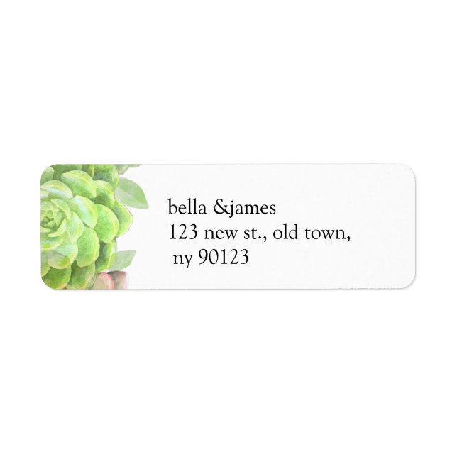 Grönt Succulents Bröllop Adressetiketter Returadress Etikett (Framsidan)