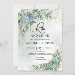 Grönt succulents eucalyptus löv stiga upp och shin inbjudningar