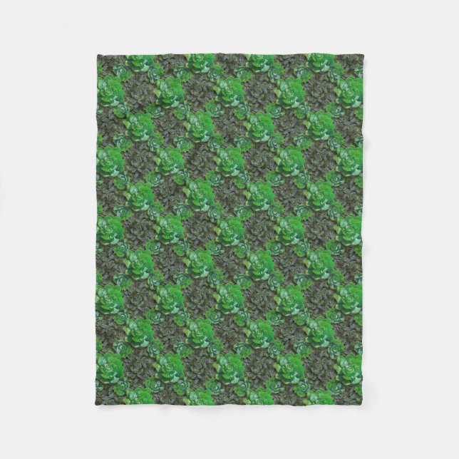 Grönt Succulents Lattice Mönster Fleece Blanket (Framsidan)