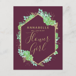 Grönt Succules Guld kommer du att bli min ungflick Inbjudningar