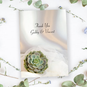 Grönt Succulon på White Bröllop Flat Tack Kort