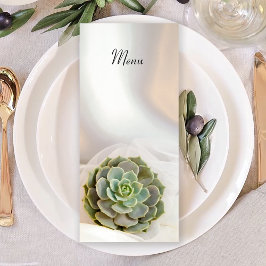 Grönt Succulon White Bröllop Menu Meny