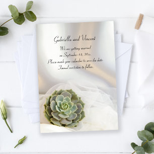 Grönt Succulon White Bröllop spara datum Inbjudningar