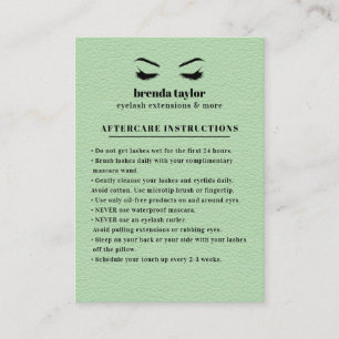 GRÖNT Suede Eyelash Browbar AEfterhand Instruktio Visitkort