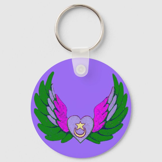 Grönt Sufi Winged-Hjärtnyckelring Nyckelring (Framsida)