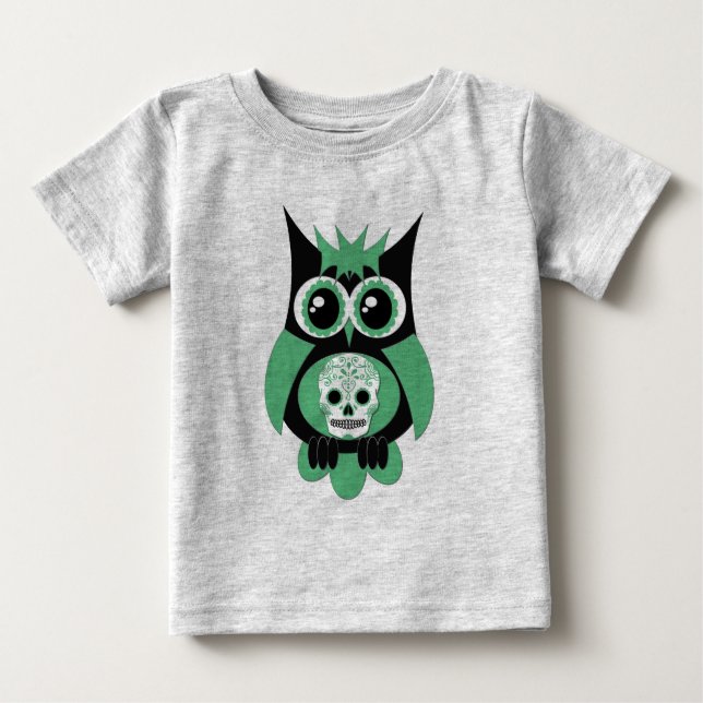 Grönt Sugar Skull Uggla Tröja (Framsida)