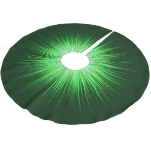 Grönt Sunburst Mönster Julgransmatta Borstad Polyester
