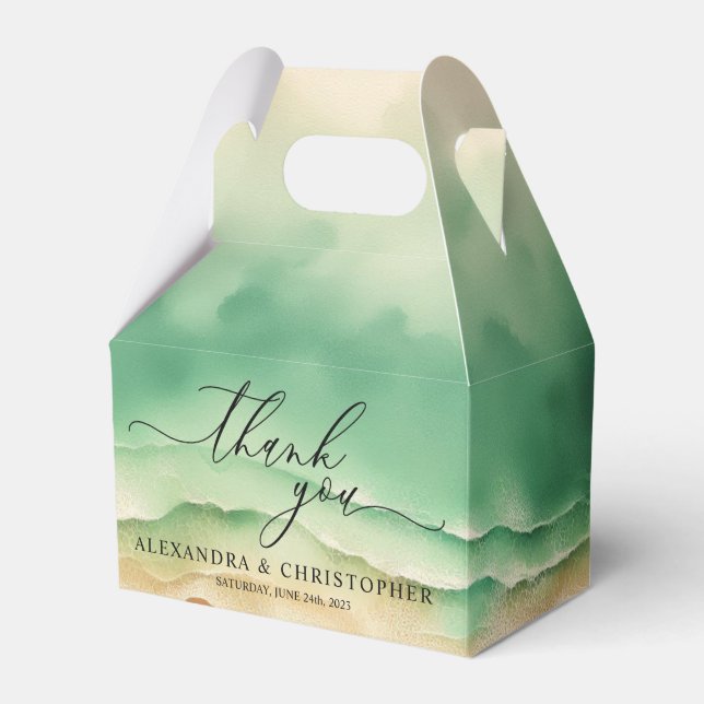 Grönt Sunny Ocean Beach Sommaren Party Bröllop Presentaskar (Framsidan Sidan)