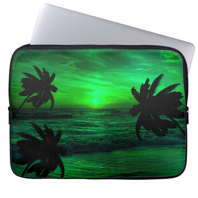 GRÖNT SUNSET OCEAN SCENIC LAPTOP FODRAL (Framsidan)