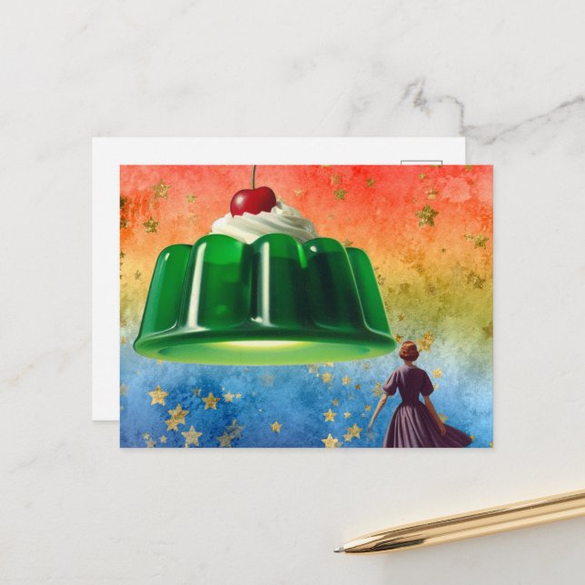 Grönt Surreal Sweet Treat Vykort (Fram/Back In Situ)