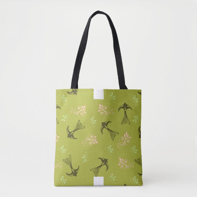 Grönt Sväljer Mönster Tote Bag Tygkasse (Framsida)