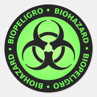 Grönt & svart Bilingual Biohazard Symbol-märkning Runt Klistermärke