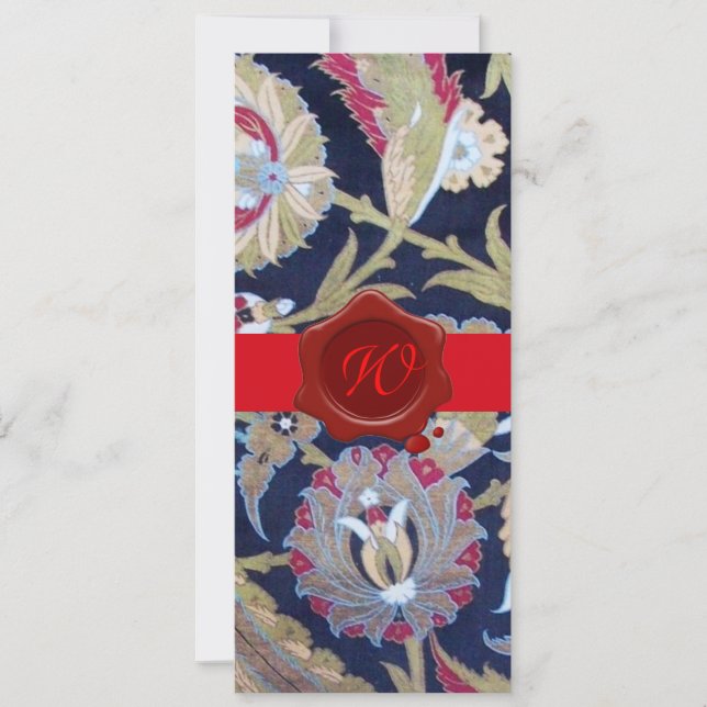 GRÖNT & SVART BLÅDAMASK, RÖD VAX-SÄALMONOGRAM INBJUDNINGAR (Framsida)