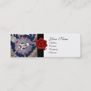 GRÖNT & SVART BLÅDAMASK, RÖD VAX-SÄALMONOGRAM MINI VISITKORT