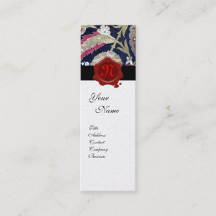 GRÖNT & SVART BLÅDAMASK, RÖD VAX-SÄALMONOGRAM MINI VISITKORT